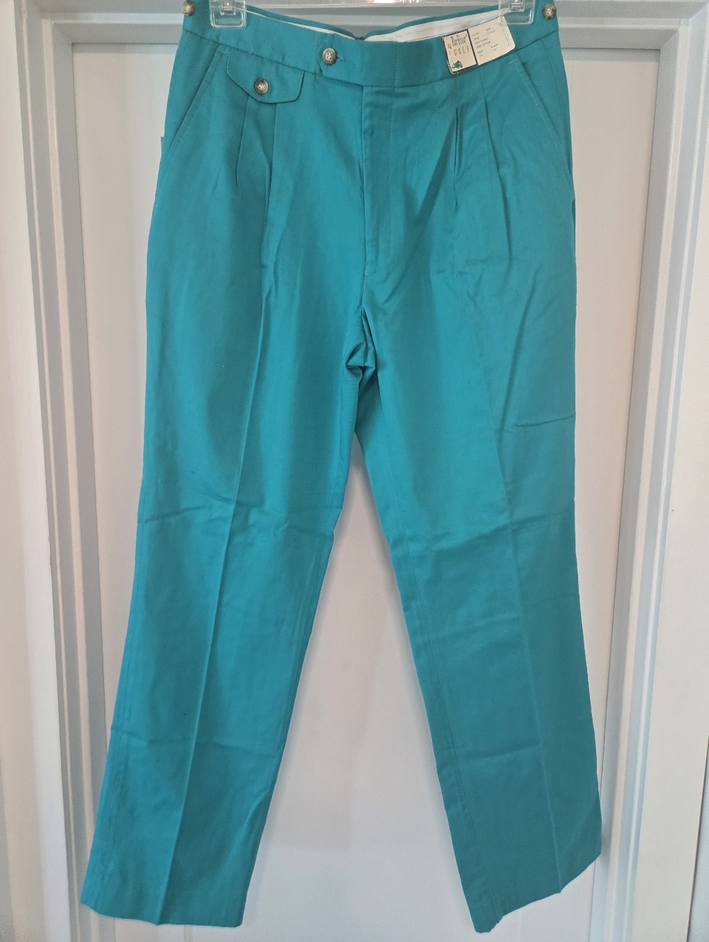 Made In Usa Vintage Par Four Golf Flat Front Pants Teal Green Tag Sz 34x33